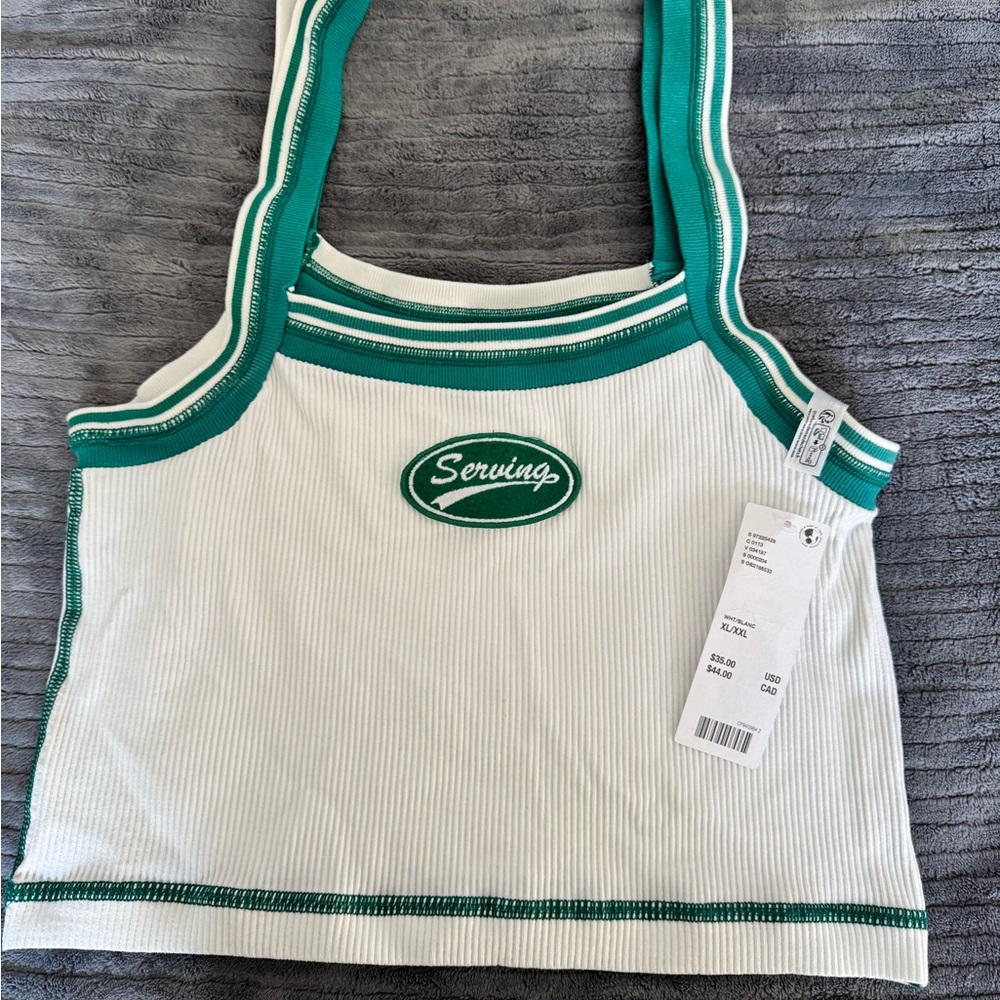Urban Outfitters Green and White Crop Top